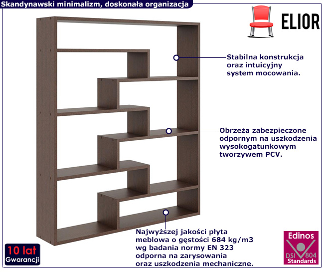 Minimalistyczny regał Esol wenge