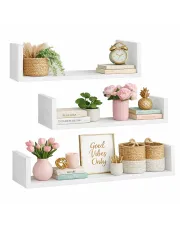 Komplet 3 białych półek ściennych - Osake w sklepie Edinos.pl