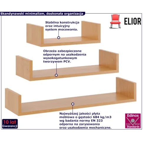 Półki ścienne w kolorze olchy Dexa