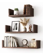 Komplet 3 półek ściennych w kolorze wenge - Osake w sklepie Edinos.pl