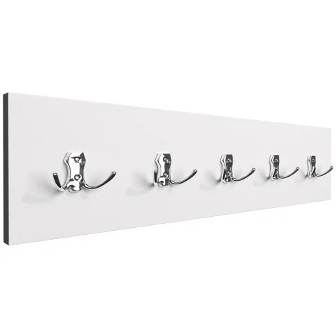 biały nowoczesny wieszak 5 małych haczyków chrom dragan 5x