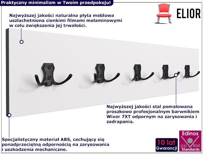 Infografika wieszaka ściennego biały Agola 5X