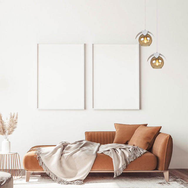 Biała loftowa lampa wisząca ze szklano-metalowym kloszem W103-Dalia