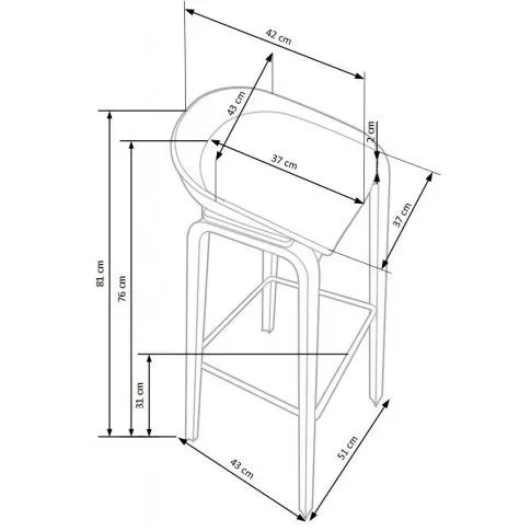 Szczegółowe zdjęcie nr 4 produktu Biało-szary hoker drewniany w skandynawskim stylu - Kolgrim