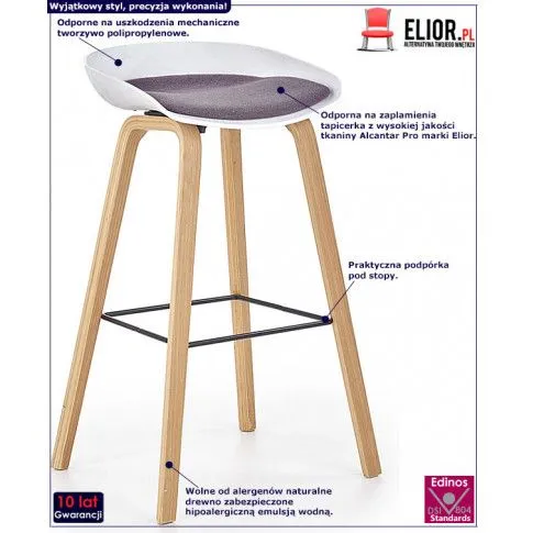 Fotografia Biało-szary hoker drewniany w skandynawskim stylu - Kolgrim z kategorii Hokery