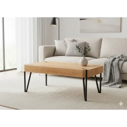 Szczegółowe zdjęcie nr 4 produktu Ława w industrialnym stylu loft - Frost - dąb złoty