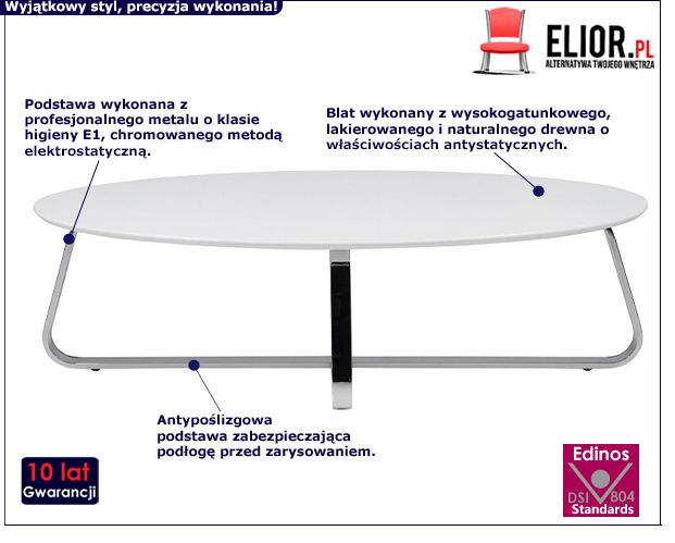 Modny stolik kawowy Tuto - biały