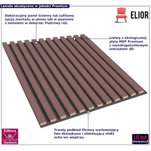 Dekoracyjny panel z lamelami pudrowy róż Luksor