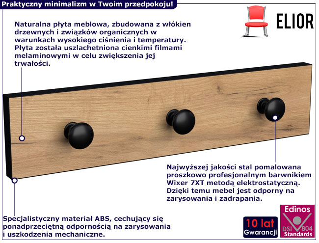 Infografika wieszaka ściennego Dalina