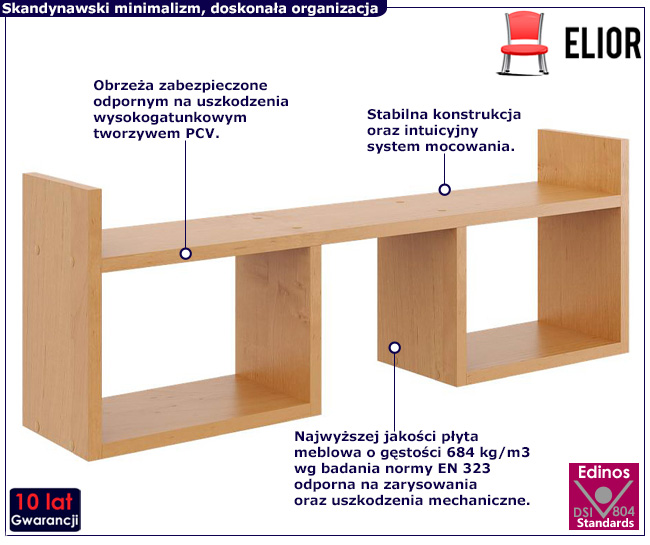 Skandynawska półka ścienna Dorsa olcha