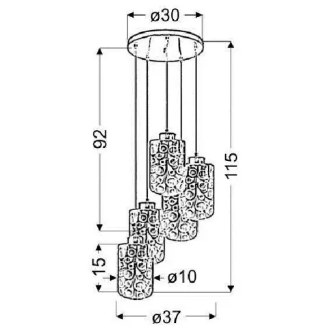 Chromowana metalowa lampa wisząca 5 kloszy V059-Nubia