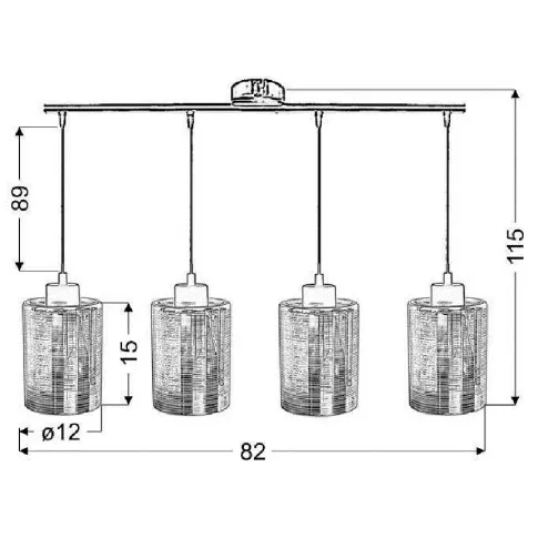 Poczwórna szklana lampa wisząca glamour V064-Nubia