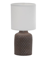 Brązowa lampa stołowa z abażurem z tkaniny - V085-Sanati w sklepie Edinos.pl