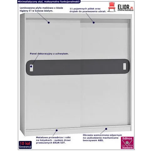 Fotografia Szafa przesuwna Noel 3X - biała z kategorii Regały