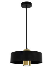 Metalowa czarna lampa wisząca ze złotym elementem - A275-Akis w sklepie Edinos.pl