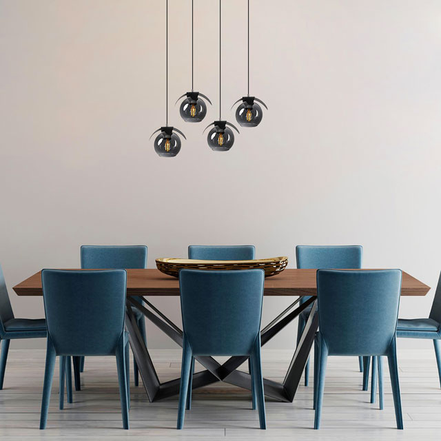 Czarna poczwórna lampa wisząca ze szklanymi kloszami A301-Andros