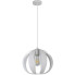 Biała lampa wisząca z okrągłym metalowym kloszem - A283-Zewa