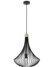 Czarna loftowa lampa wisząca z drucianym kloszem - A284-Rixem w sklepie Edinos.pl