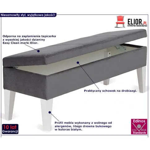 Fotografia Ławka ze schowkiem Relli - antracyt z kategorii Pufy