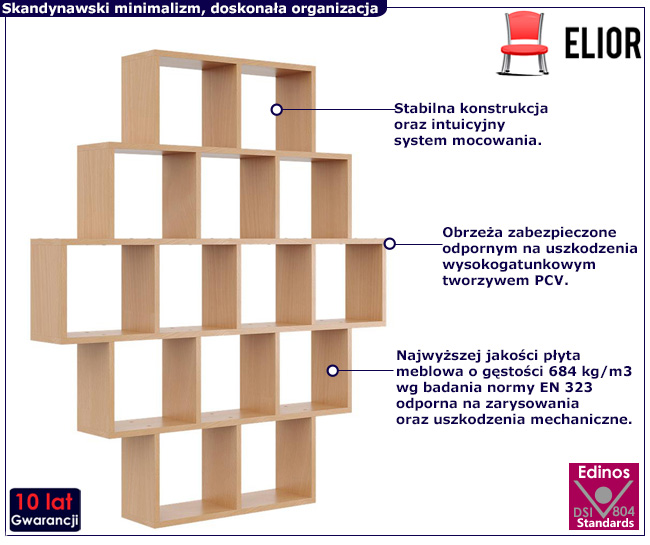 Regał skandynawski w kolorze buk Devios