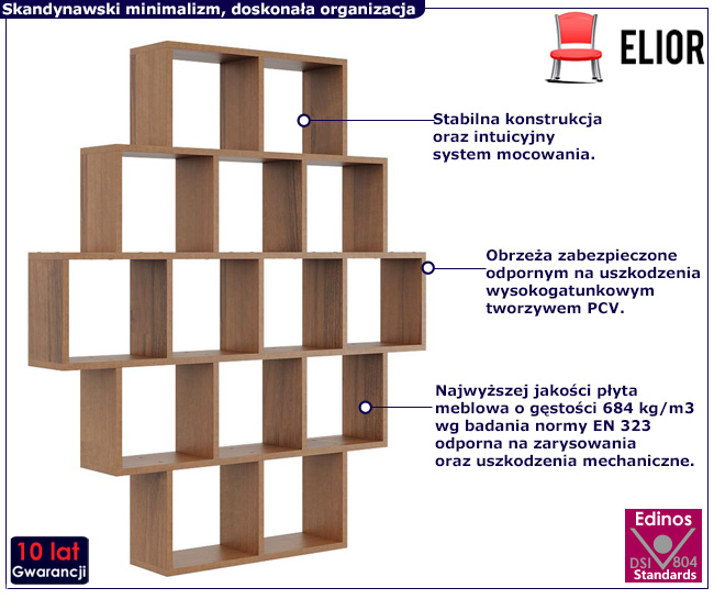 Regał skandynawski w kolorze orzech Devios