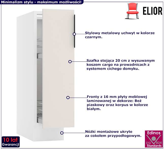 Dolna szafka kuchenna z koszem cargo Bixor 4X