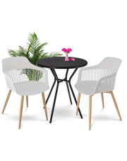 Czarny ogrodowy stolik kawowy z białymi krzesłami - Eron w sklepie Edinos.pl