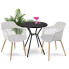 Czarny ogrodowy stolik kawowy z białymi krzesłami - Eron