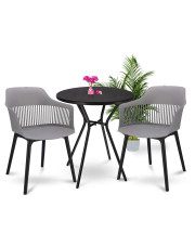 Czarny okrągły stolik z szarymi krzesłami do ogrodu - Eron w sklepie Edinos.pl
