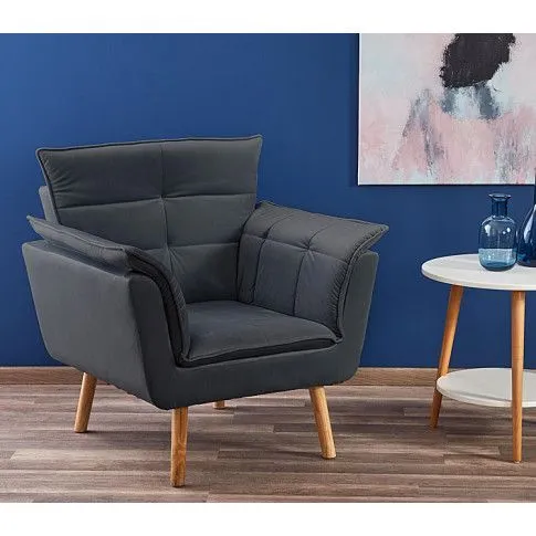 Zdjęcie popielaty fotel wypoczynkowy do salonu, sypialni Hygia | Edinos.pl