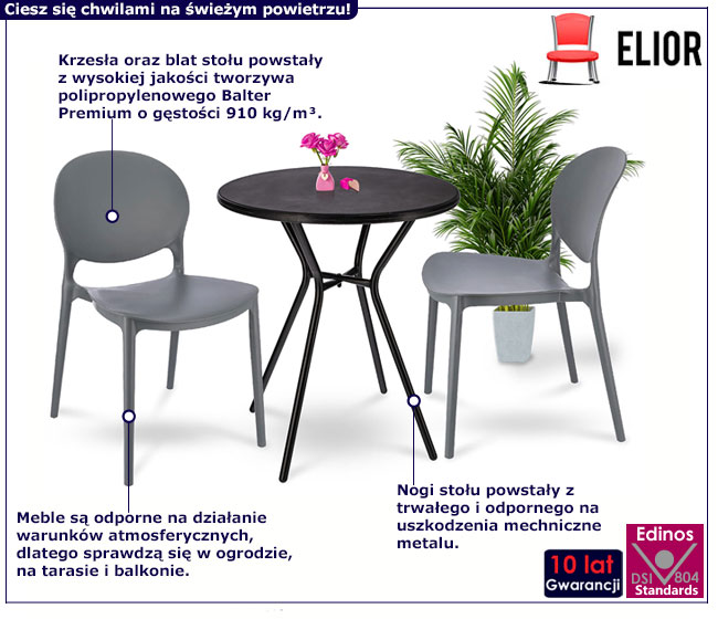 Zestaw mebli tarasowych stolik z dwoma krzesłami Sotto