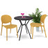 Stolik kawowy ogrodowy z krzesłami czarny + musztardowy - Izis