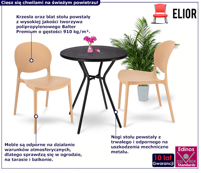 Komplet mebli balkonowych krzesła i stolik Sotto