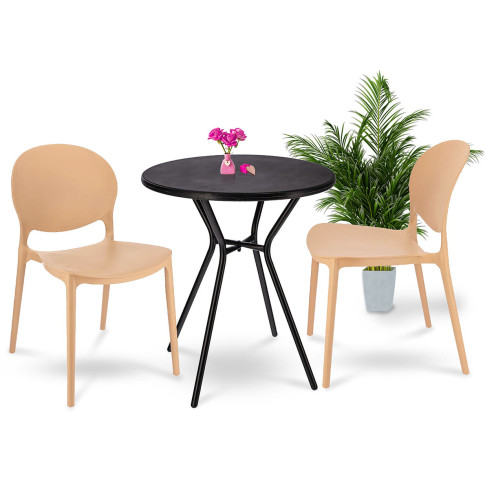 Meble tarasowe stolik z bezowymi krzesłami Izis