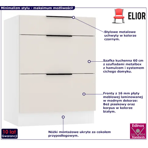 Kuchenna szafka z szufladami 60cm bez piaskowy Skania 13X