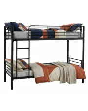 Czarne metalowe łóżko piętrowe młodzieżowe 90x200 - Oloris w sklepie Edinos.pl