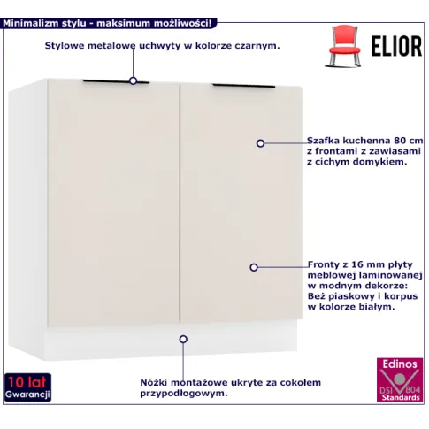 Kuchenna szafka dolna 80cm beż piaskowy Skania 16X