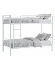 Białe metalowe łózko piętrowe 90x200 - Oloris w sklepie Edinos.pl
