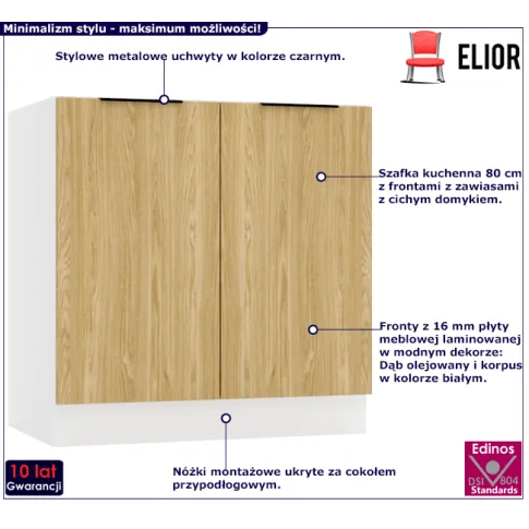 Kuchenna szafka dolna 80cm dąb olejowany Skania 16X
