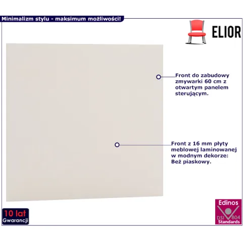 Front do zmywarki 60cm z panelem odkrytym beż piaskowy Skania 22X