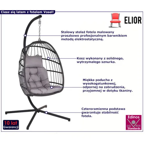 Szary fotel ogrodowy na stelażu Vosel