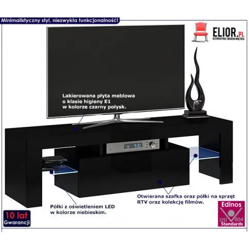 Fotografia Lakierowana szafka RTV Rexton 2X - czarny połysk z kategorii Szafki