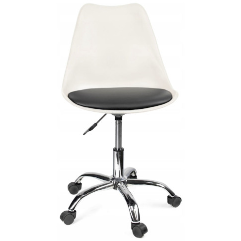 białe krzesło na kółkach do biurka z czarną poduszką Fosi 3X