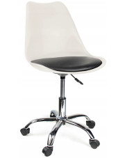 Białe krzesło na kółkach z czarną poduszką - Fosi 3X w sklepie Edinos.pl