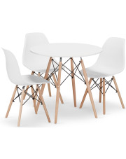 Komplet biały stół 80 cm z 3 krzesłami do kuchni - Osato 4X 12 kolorów w sklepie Edinos.pl