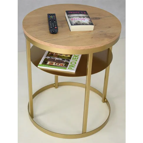 Stolik z półką Gorbi 3X dąb lancelot złoty