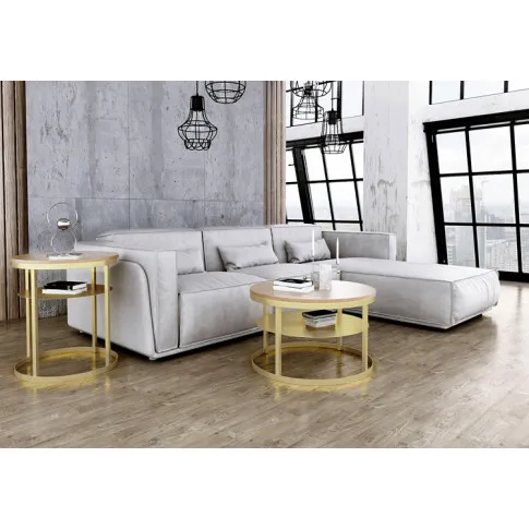 Wizualizacja stolika kawowego Gorbi 3X dąb lancelot złoty