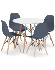 Zestaw biały stół kuchenny 80 cm z 4 krzesłami - Osato 5X 12 kolorów w sklepie Edinos.pl