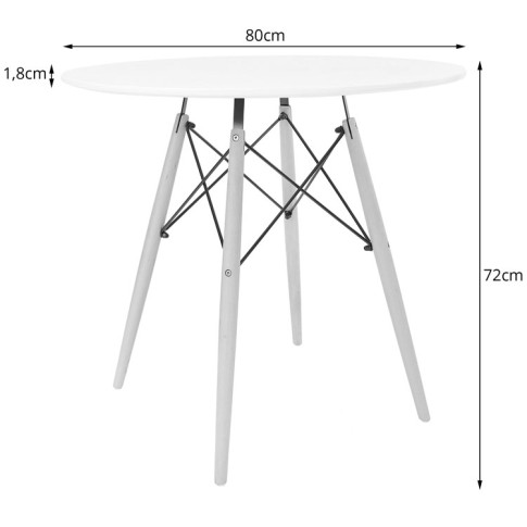 wymiary okrągłego stołu 80 cm w zestawie Osato 5X