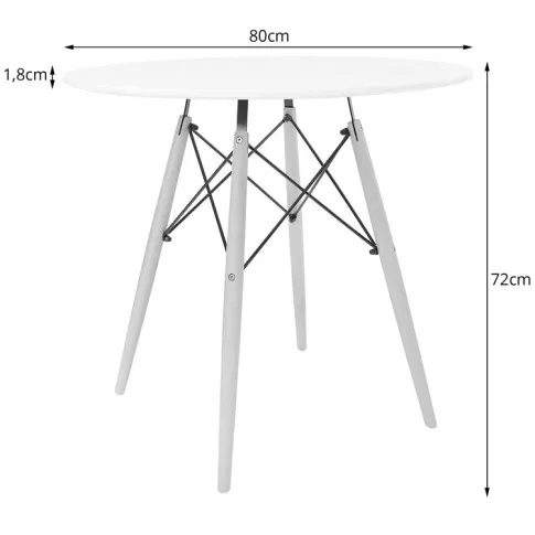 wymiary okrągłego stołu 80 cm w zestawie Osato 5X